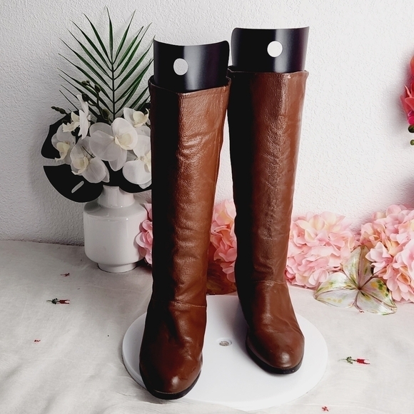 𝅺Bagatelle Tall Genuine Leather Dark Brown Pull-On Block Heel Boots 8W - Picture 7 of 11